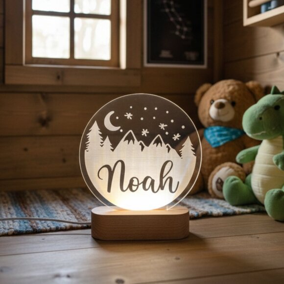 Custom Mountain Name Light • Personalized LED Cloud Sign • Kids Gift - Picture 8 of 8